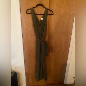Olive green wide legged jumpsuit